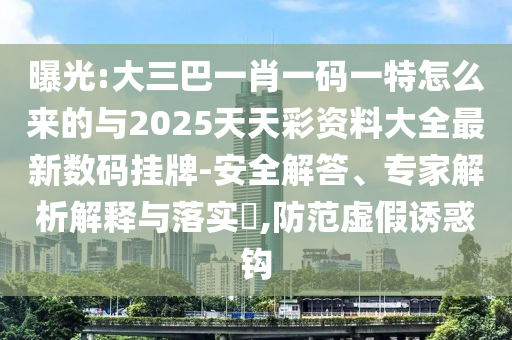 曝光:大三巴一肖一码一特怎么来的与2025天天彩资料大全最新数码挂牌-安全解答、专家解析解释与落实,防范虚假诱惑钩中山市多米克自动化设备有限公司