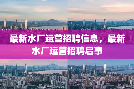 最中山市多米克自动化设备有限公司新水厂运营招聘信息,最新水厂运营招聘启事